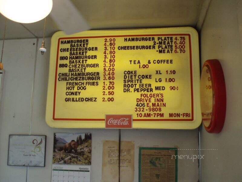 Folger's Drive-In - Ada, OK menu_pic