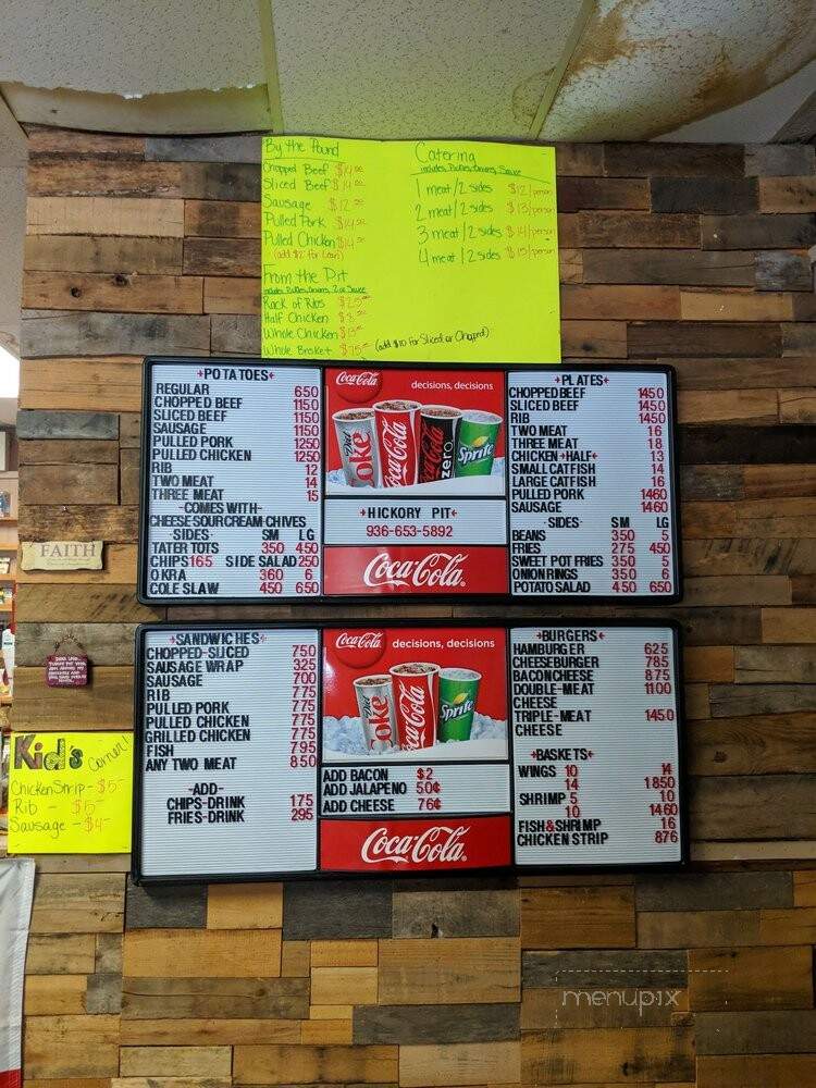 Hickory Pit Bbq & Burger House - Coldspring, TX menu_pic