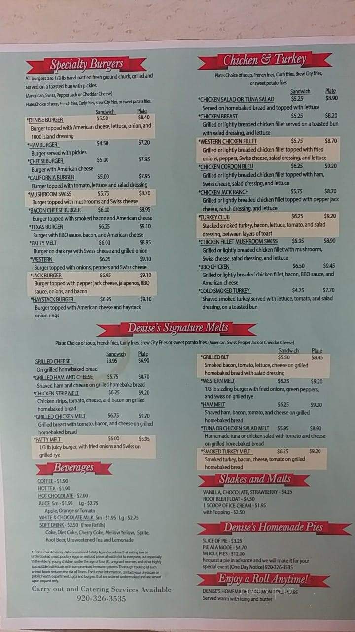 Denise's Cafe - Randolph, WI menu_pic