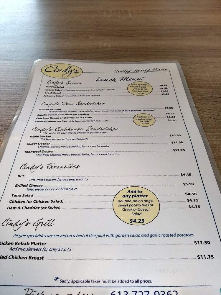 Cindy's Restaurant - Ottawa, ON menu_pic