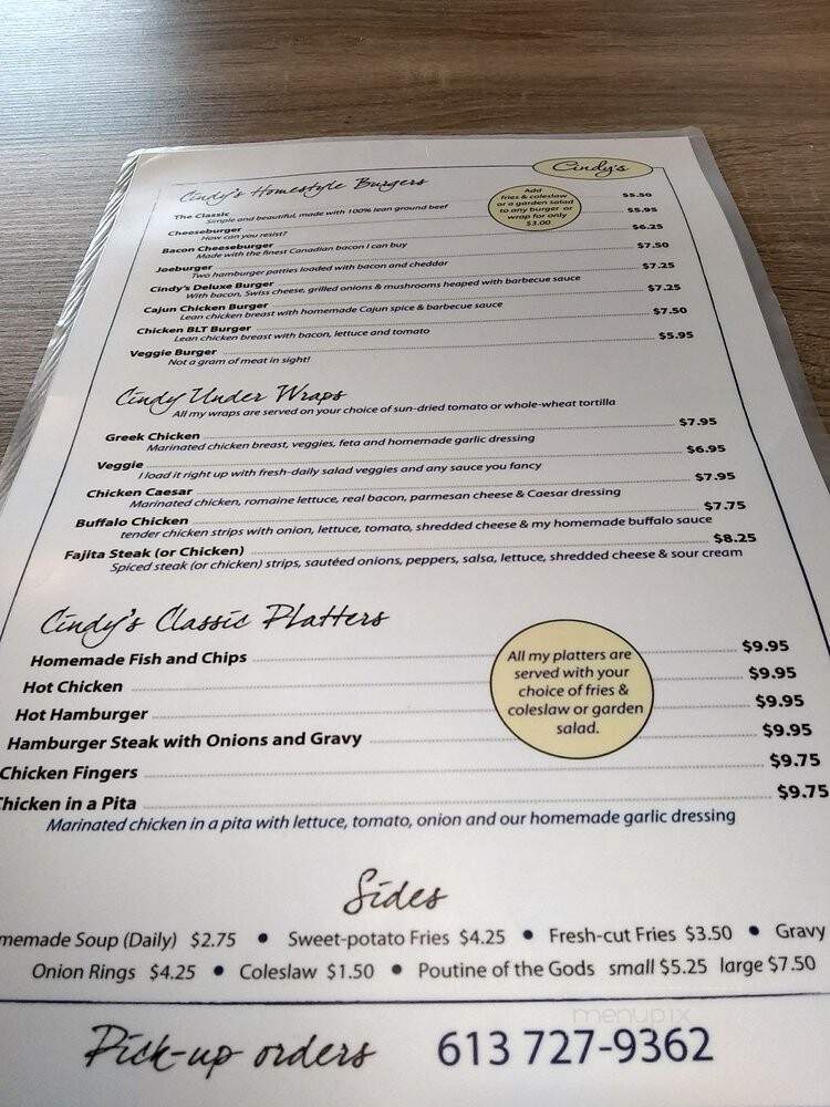 Cindy's Restaurant - Ottawa, ON menu_pic