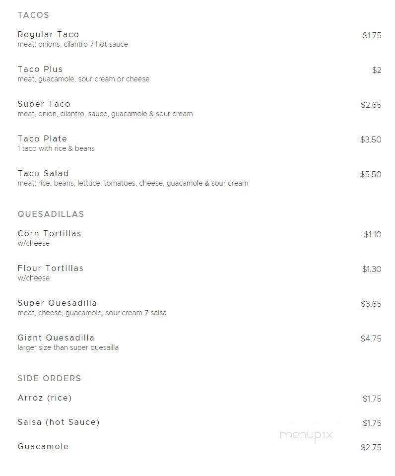 Taqueria Eduardo - San Jose, CA menu_pic