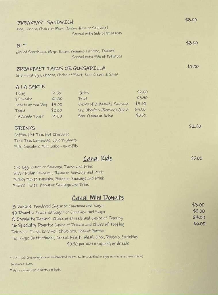 Old Canal Restaurant - Millersport, OH menu_pic