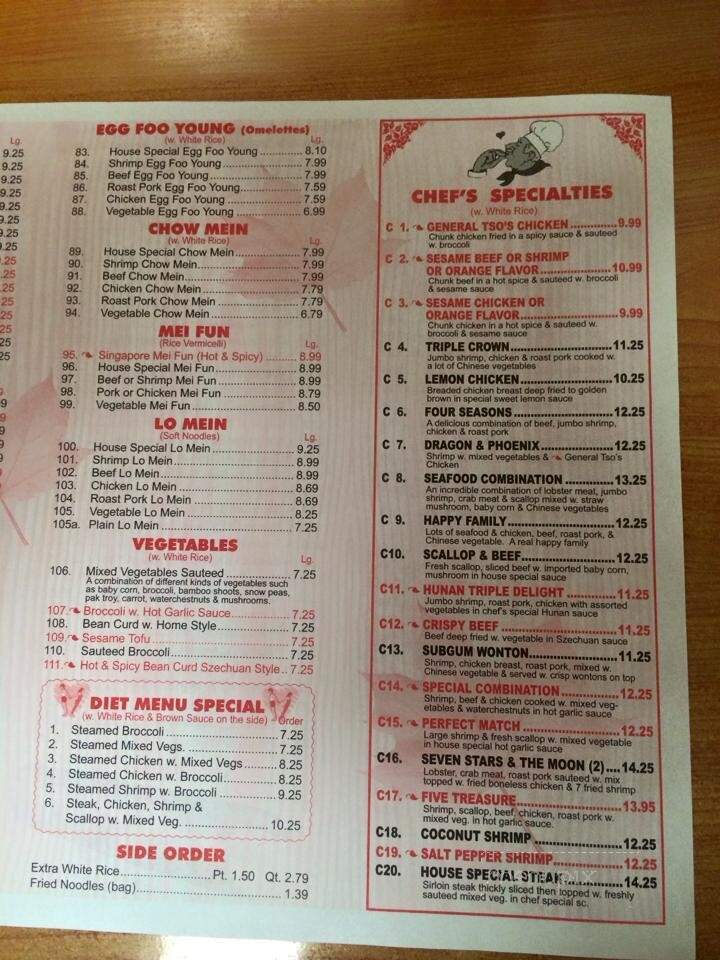 Chef Chen's Chinese Restaurant - Mineral Wells, WV menu_pic