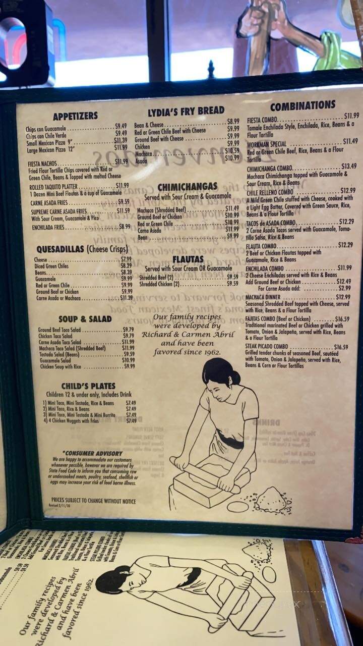 Lydia's la Canasta - Wickenburg, AZ menu_pic