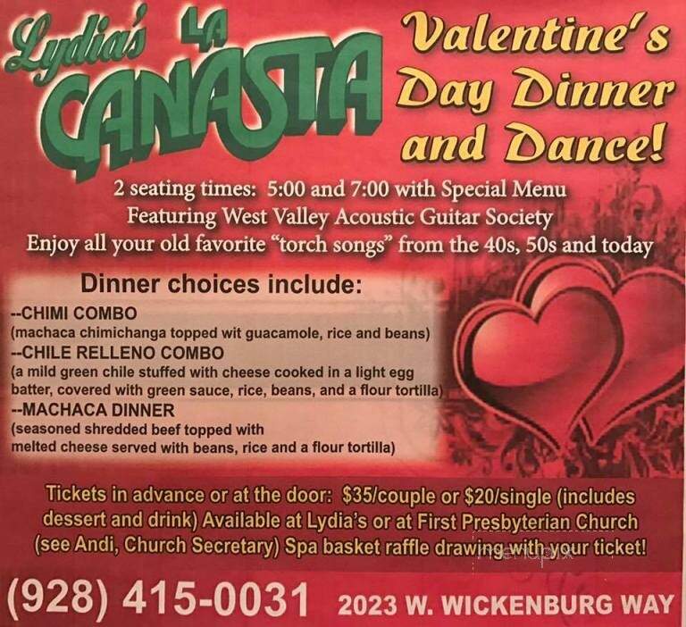 Lydia's la Canasta - Wickenburg, AZ menu_pic