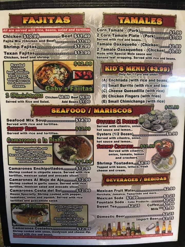 Costa Del Sol - Greeneville, TN menu_pic