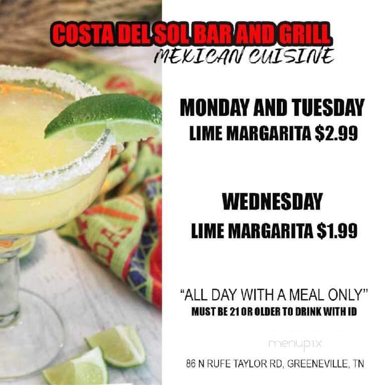 Costa Del Sol - Greeneville, TN menu_pic