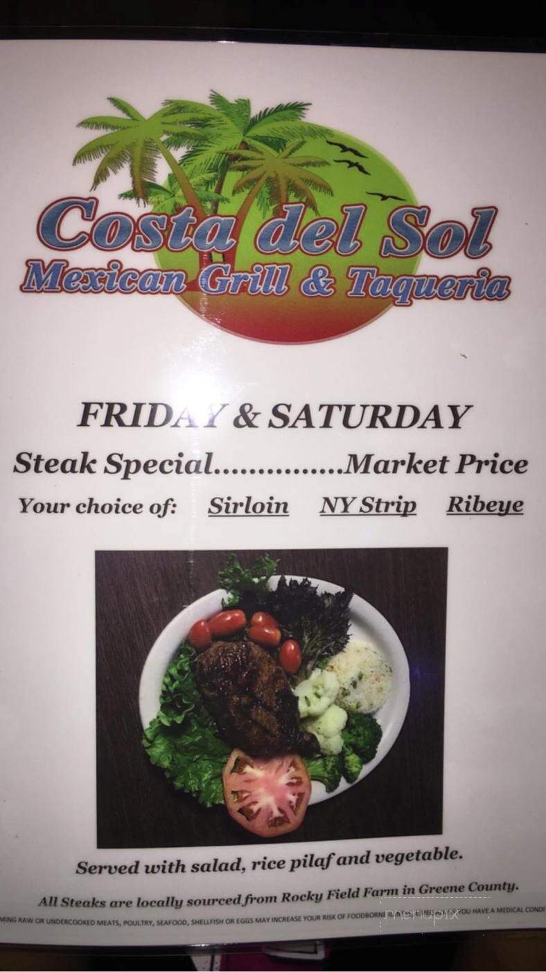 Costa Del Sol - Greeneville, TN menu_pic