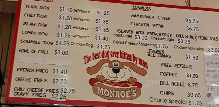 Monroe's Hot Dogs & Billards - Americus, GA menu_pic