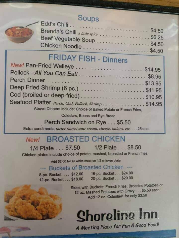 Shoreline Inn - Crivitz, WI menu_pic