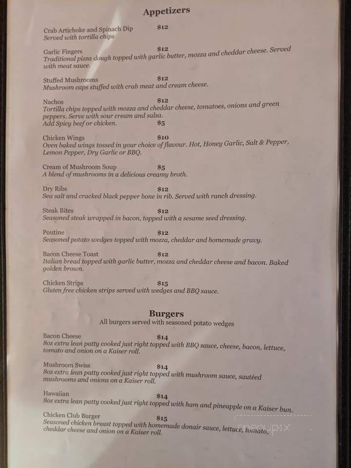 Wally's Pub & Restaurant - Elk Point, AB menu_pic