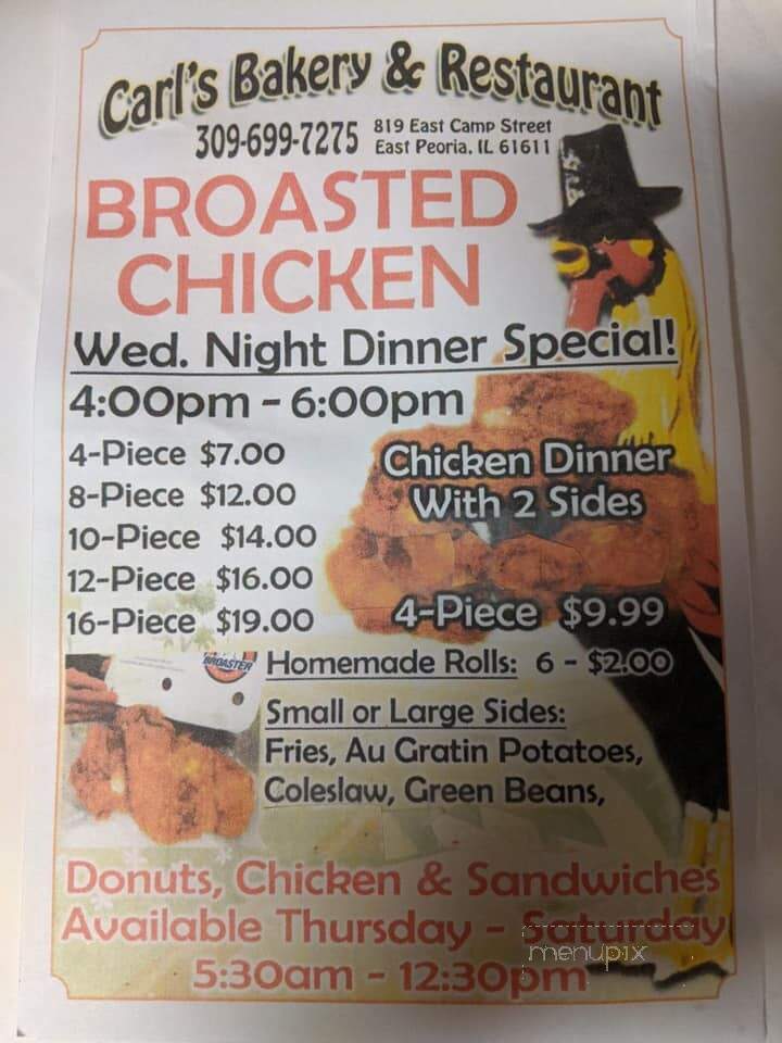 Carl's Bakery & Restaurant - East Peoria, IL menu_pic