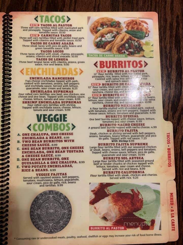 Solazteca - Russellville, KY menu_pic