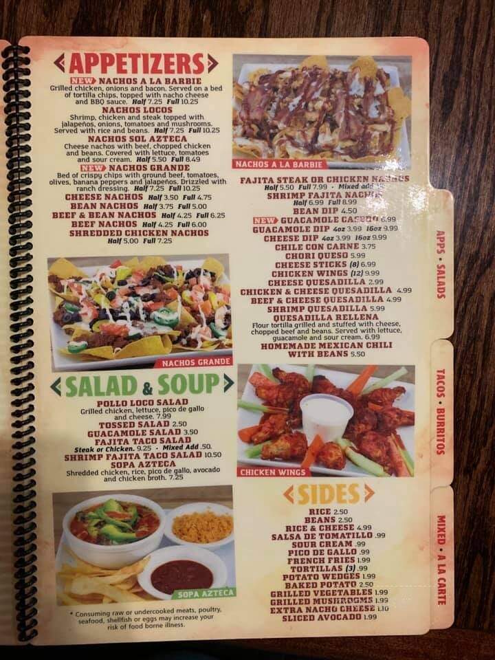 Solazteca - Russellville, KY menu_pic
