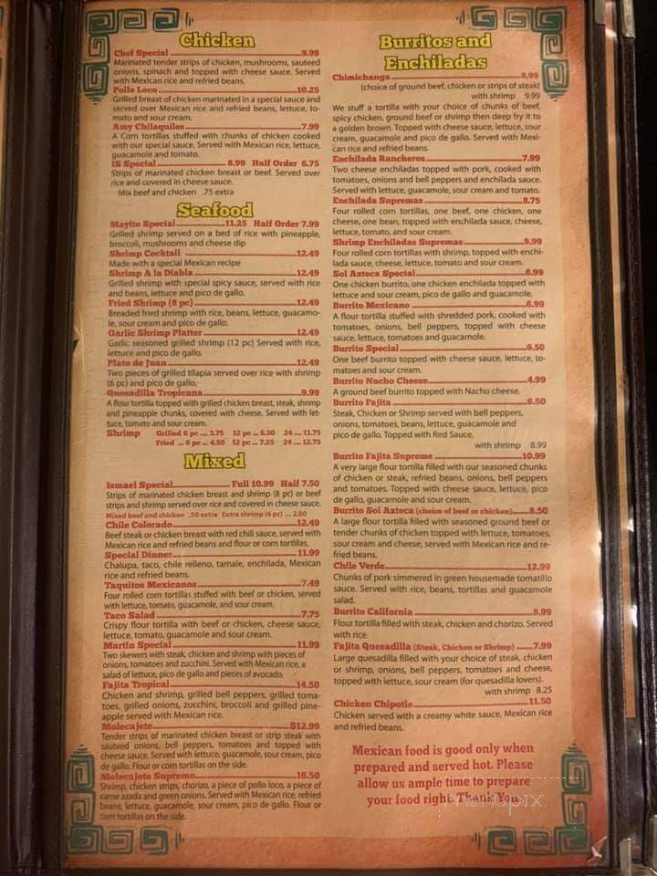 Solazteca - Russellville, KY menu_pic