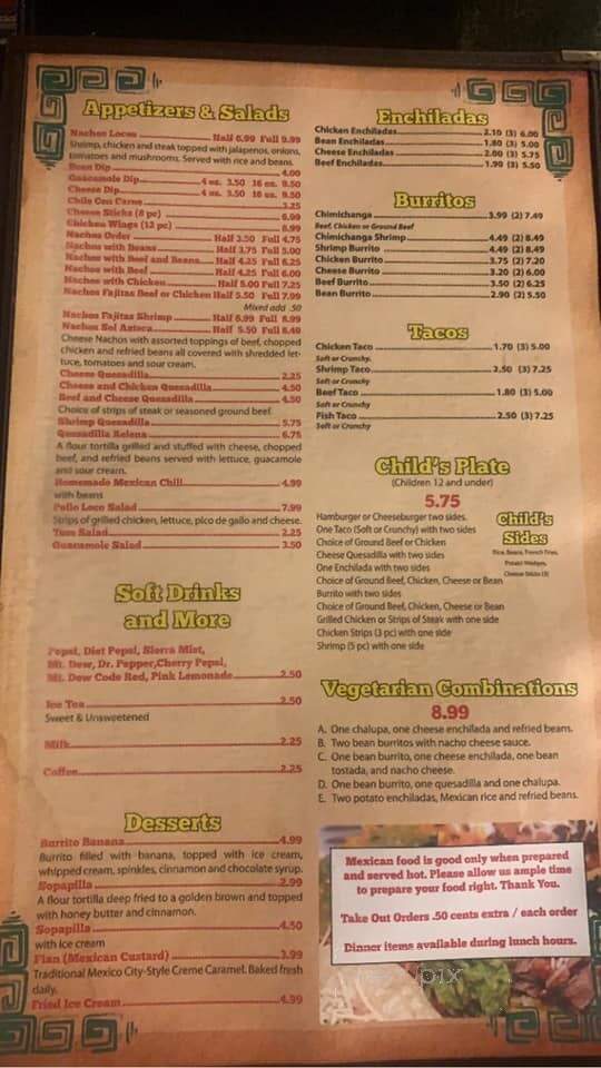 Solazteca - Russellville, KY menu_pic