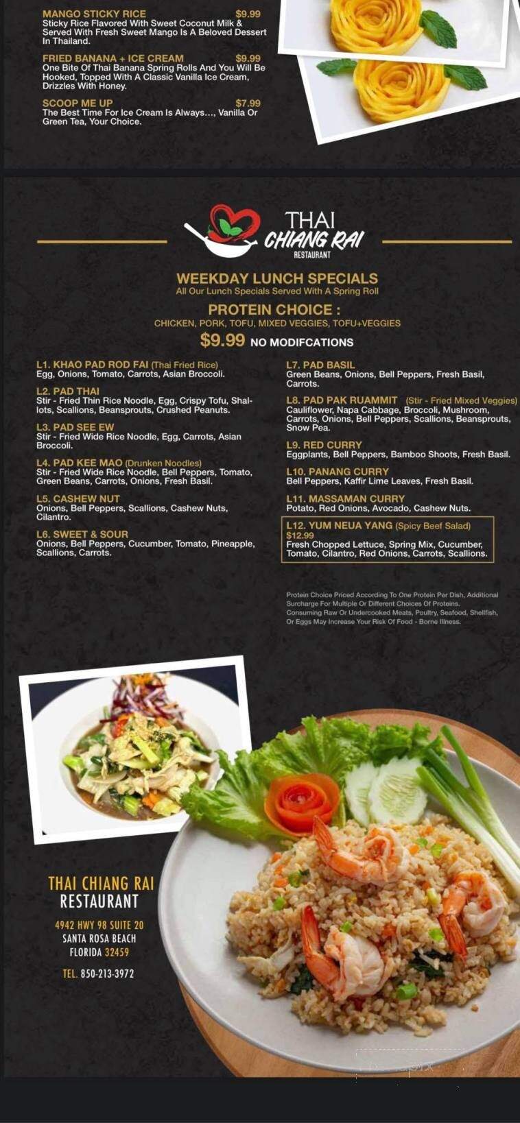 Thai Chiang Rai Restaurant - Santa Rosa Beach, FL menu_pic