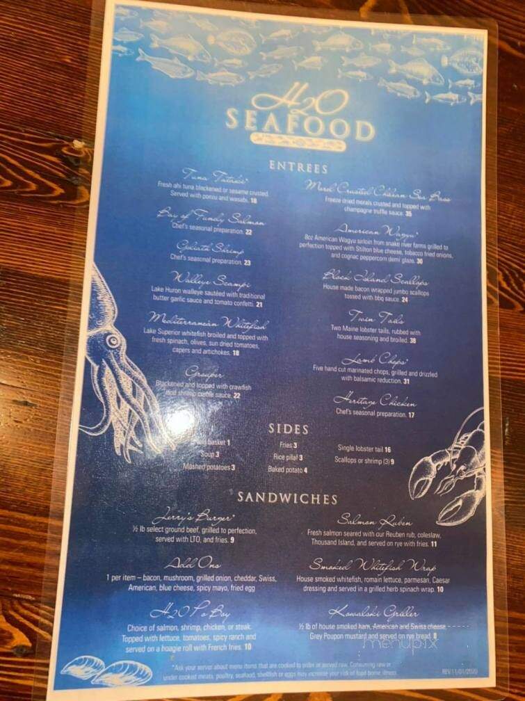 H2O Seafood - Wyandotte, MI menu_pic