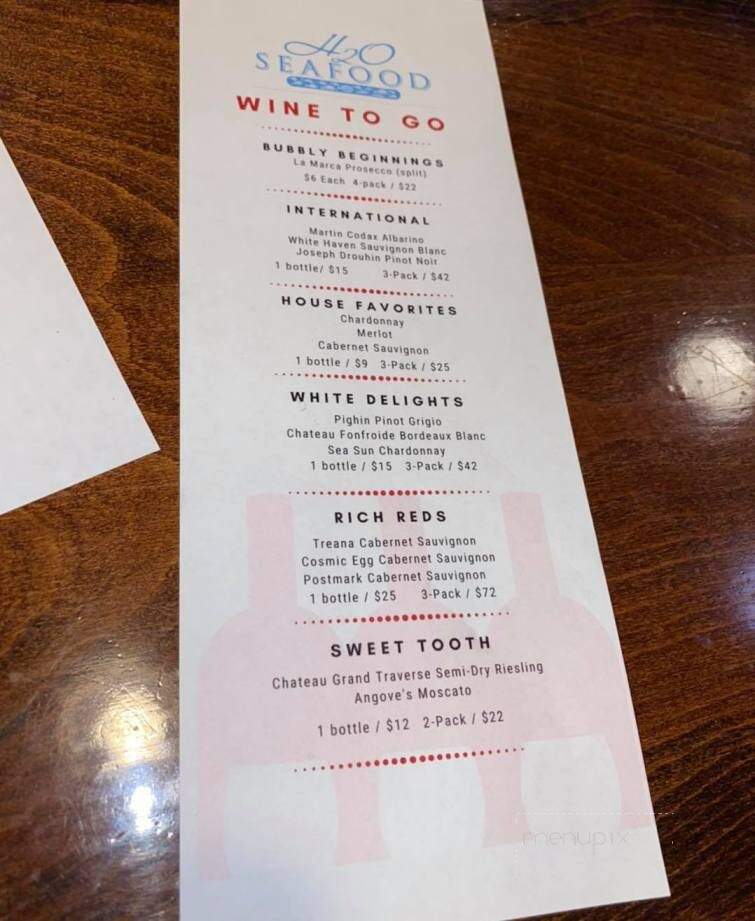H2O Seafood - Wyandotte, MI menu_pic