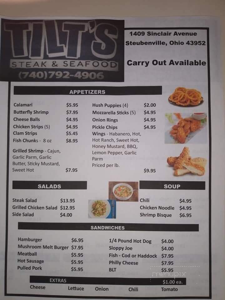 Tilts Steak and Seafood - Steubenville, OH menu_pic