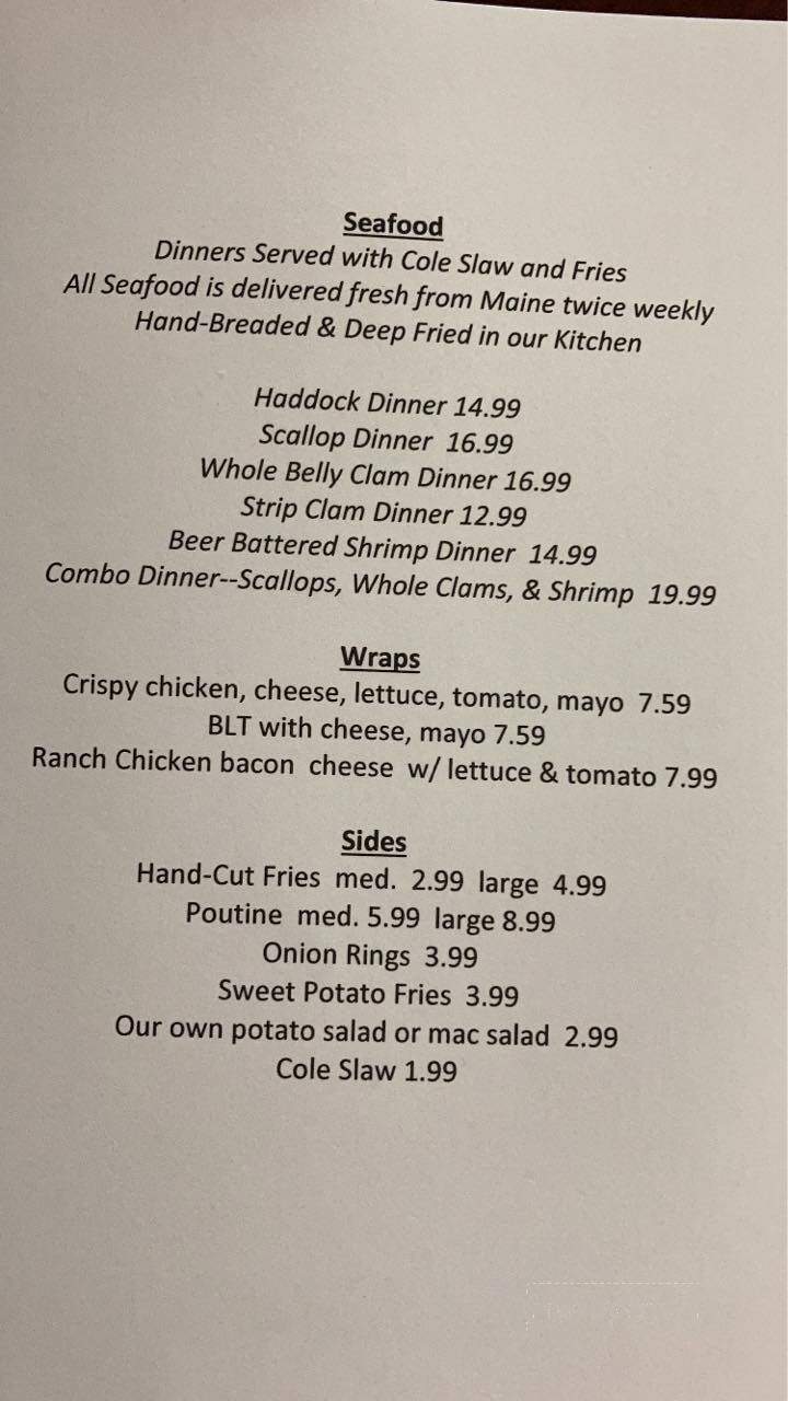 Will O-Barn Snack Bar - Brownington, VT menu_pic
