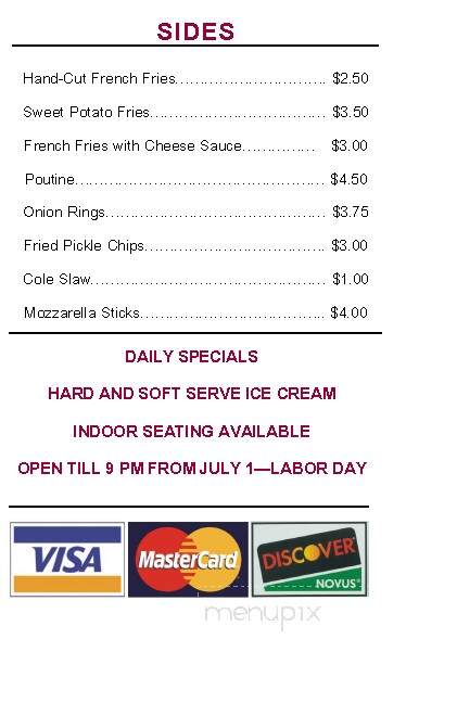 Will O-Barn Snack Bar - Brownington, VT menu_pic