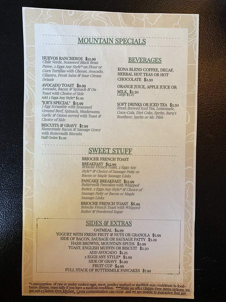 The Pine Cone Cafe - Mi Wuk Village, CA menu_pic