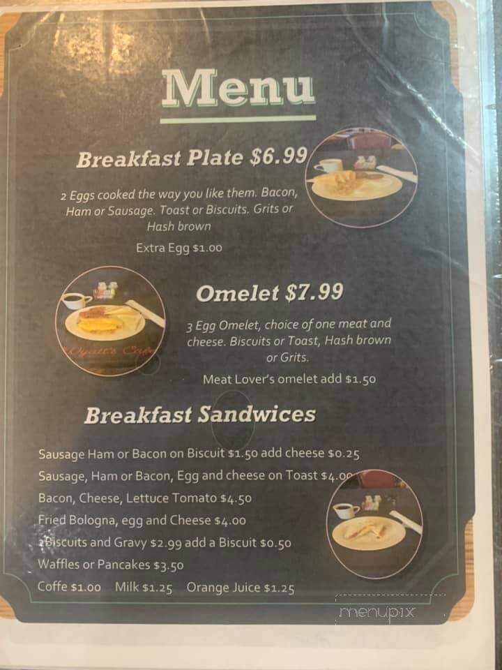 Wyatt's Cafe - Crawfordsville, AR menu_pic