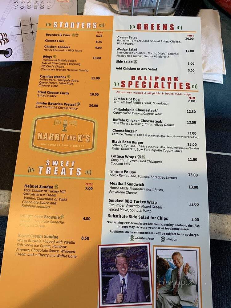 Harry The K's - Philadelphia, PA menu_pic