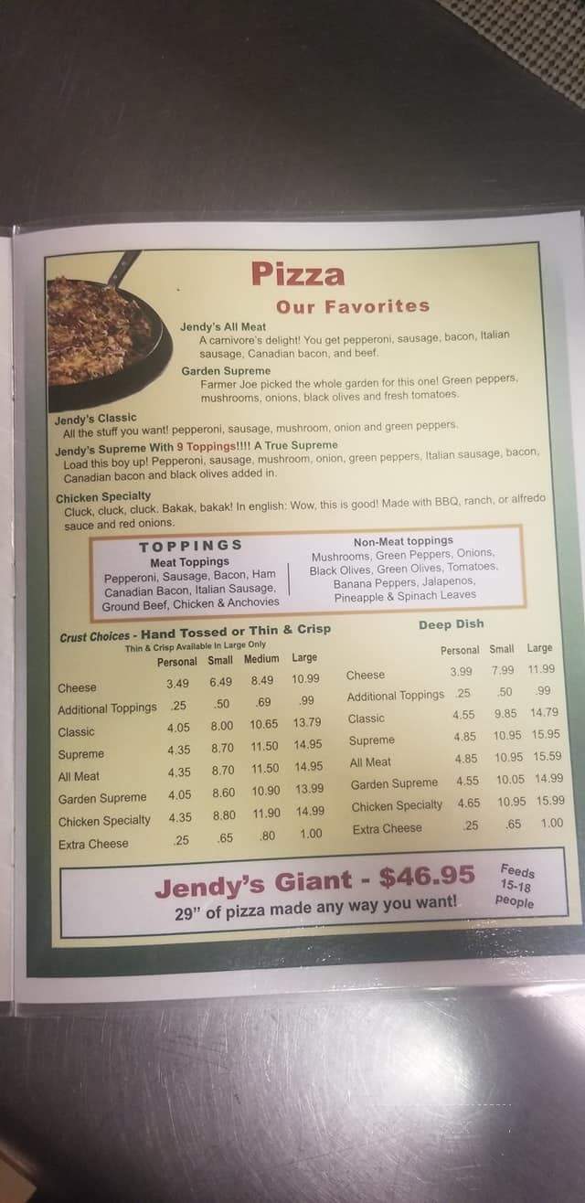 Jendy's Pizzeria - Hanover, IN menu_pic