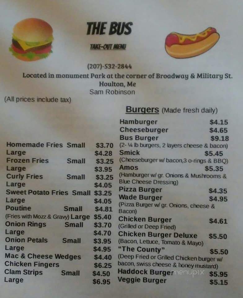 Bus - Houlton, ME menu_pic