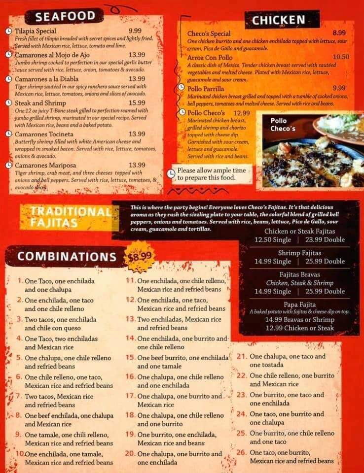 Checo's Mexican Restaurant - Ironton, MO menu_pic