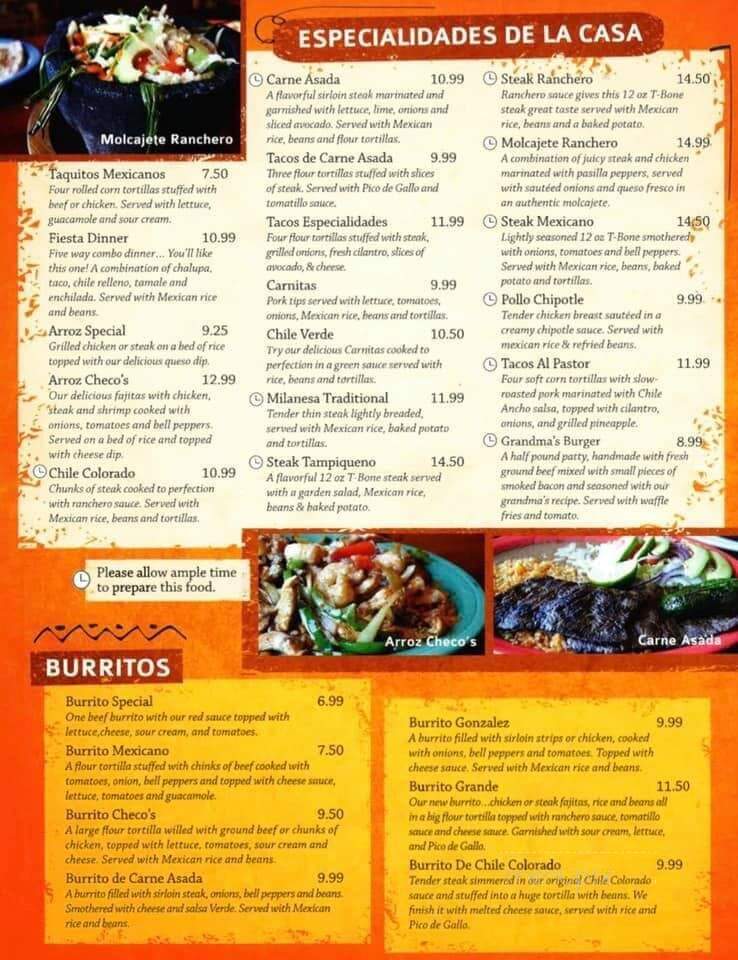 Checo's Mexican Restaurant - Ironton, MO menu_pic