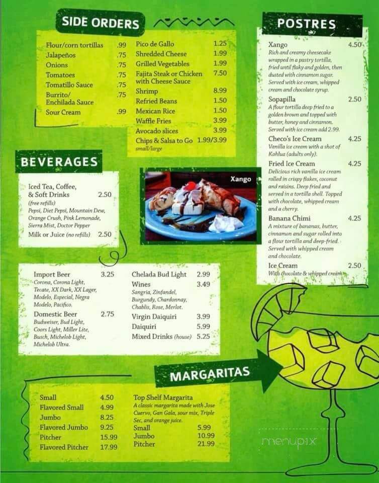 Checo's Mexican Restaurant - Ironton, MO menu_pic