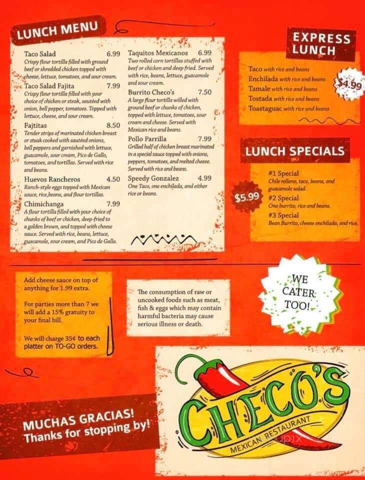 Checo's Mexican Restaurant - Ironton, MO menu_pic