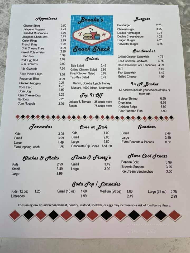 Snack Shack - Wilson, KS menu_pic