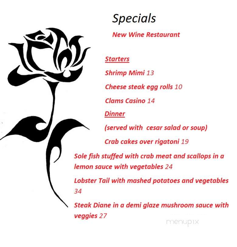 New Wine Restaurant - Freehold Township, NJ menu_pic