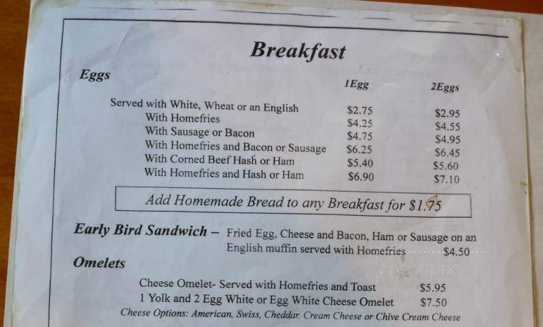 Quabbin Woods Restaurant - Petersham, MA menu_pic