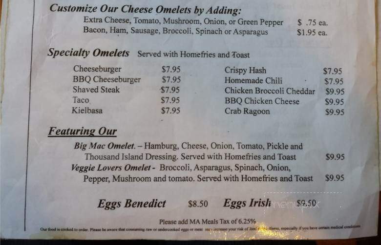Quabbin Woods Restaurant - Petersham, MA menu_pic