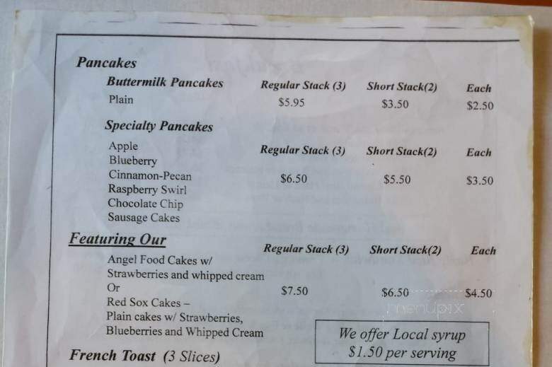 Quabbin Woods Restaurant - Petersham, MA menu_pic