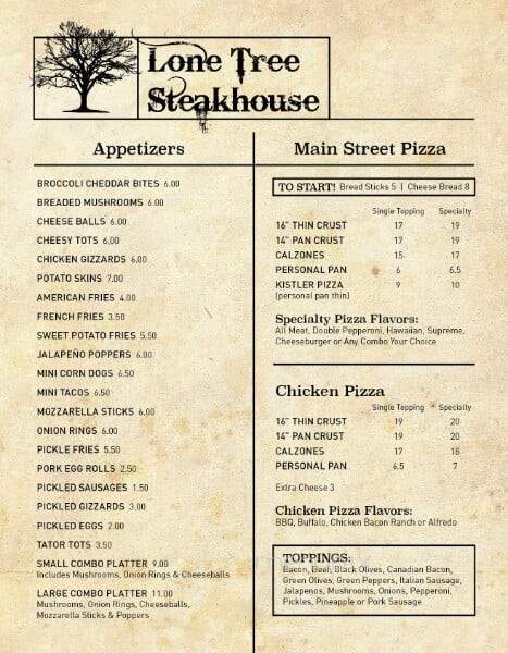 Lone Tree Steakhouse - Geddes, SD menu_pic