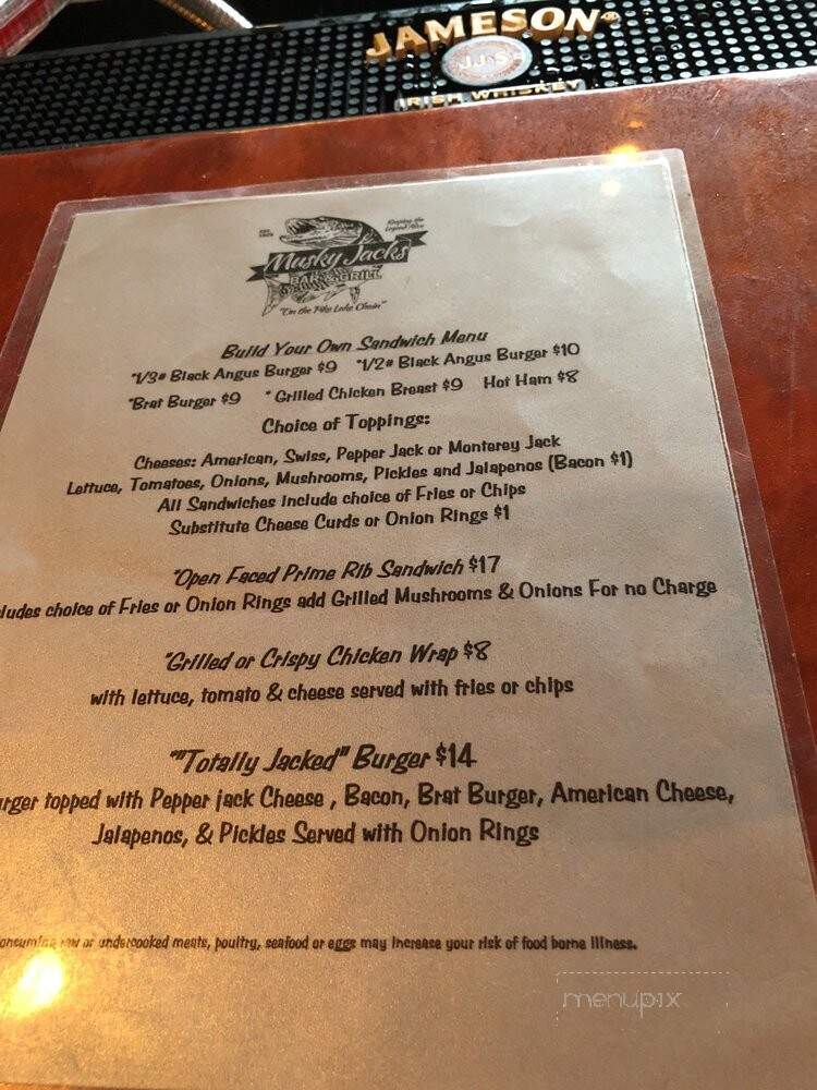 Musky Jacks - Park Falls, WI menu_pic