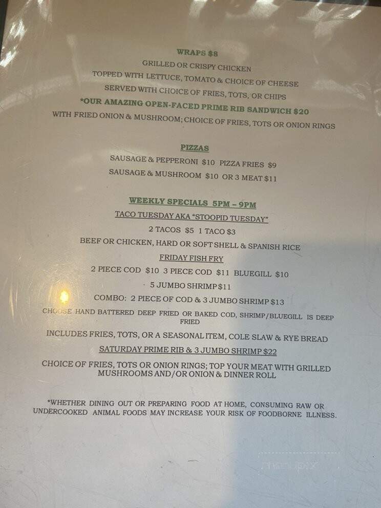 Musky Jacks - Park Falls, WI menu_pic