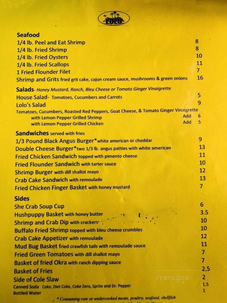 Lolo's - Charleston, SC menu_pic