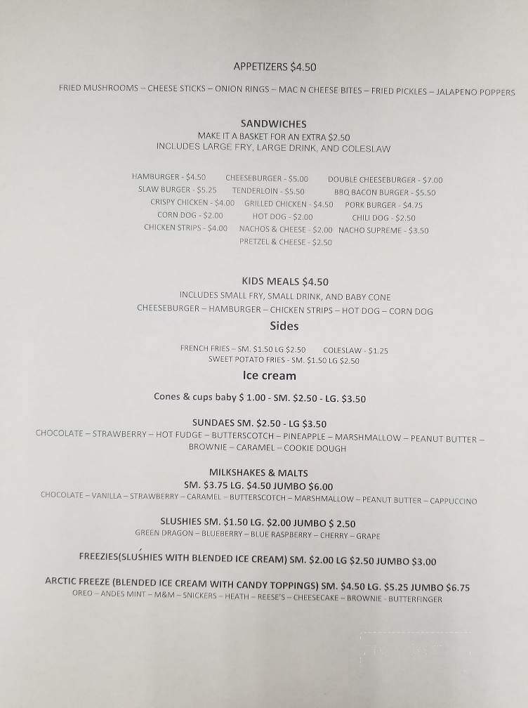 Chocolate Shop - Fowler, IN menu_pic