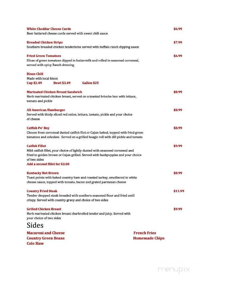 Kentucky Dam Village State Pk - Gilbertsville, KY menu_pic