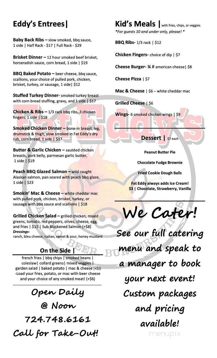 Fat Eddy's Bar-BQ - Mercer, PA menu_pic