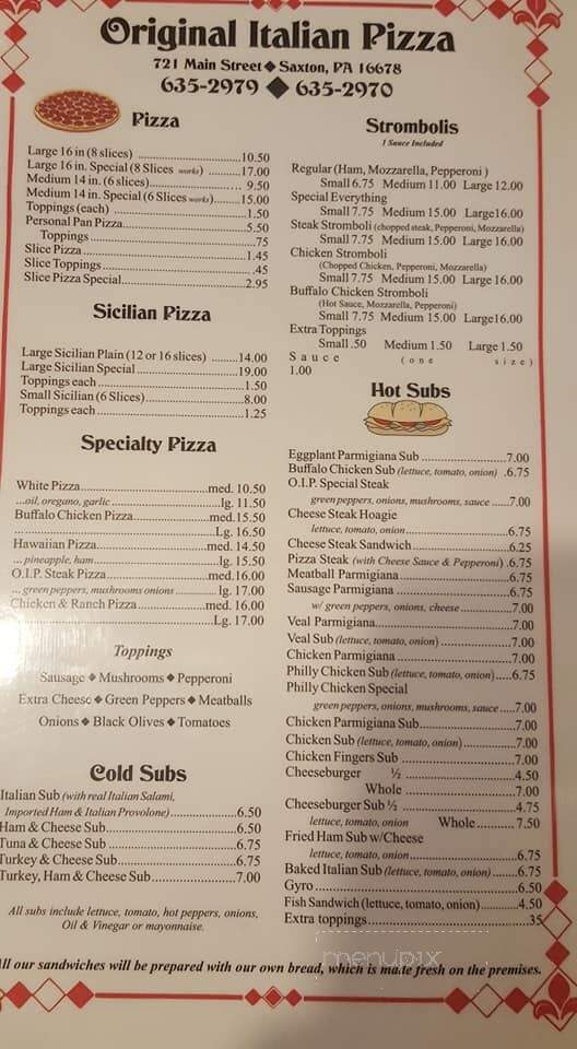 Original Italian Pizza - Saxton, PA