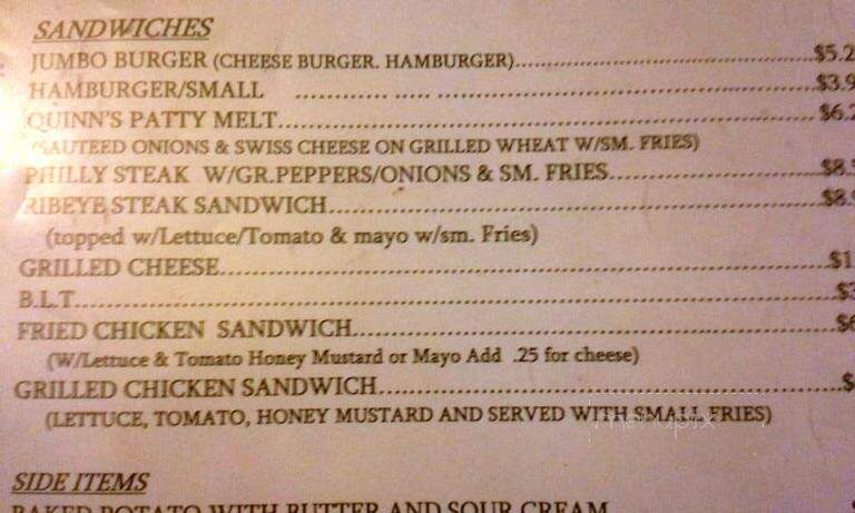 Quinn's Landing - Adger, AL menu_pic